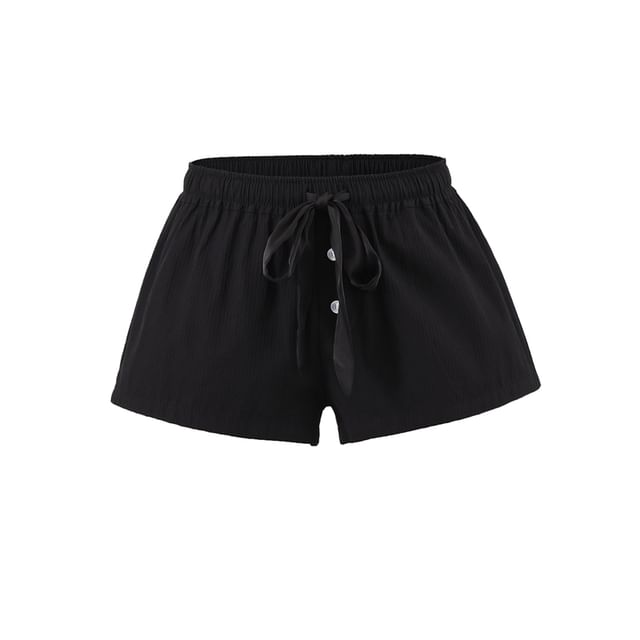 Ulark-Drawstring Waist Plain Shorts