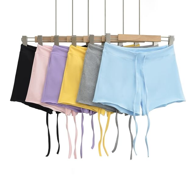 Ulark-Drawstring Waist Plain Shorts