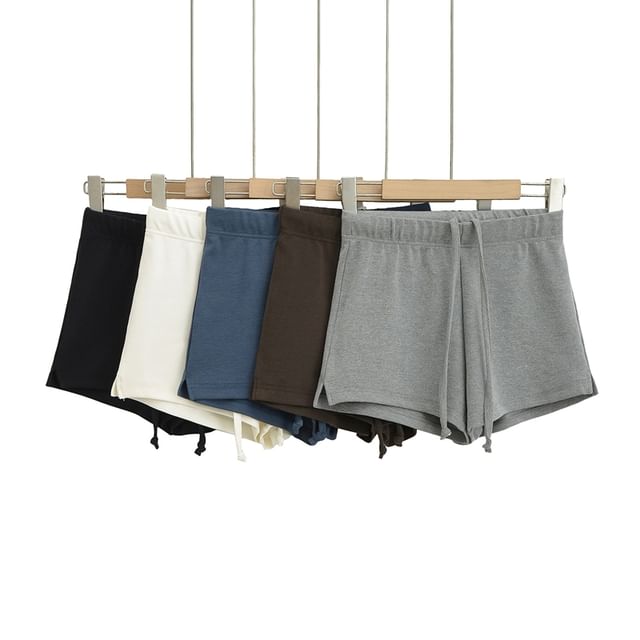 Ulark-Drawstring Waist Plain Shorts