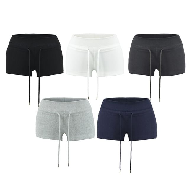 Ulark-Drawstring Waist Plain Shorts