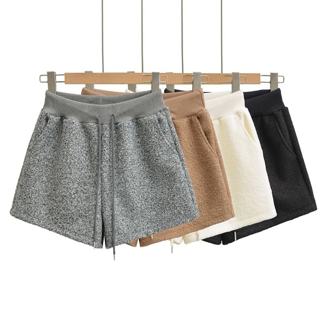 Ulark-Drawstring Waist Plain Shorts