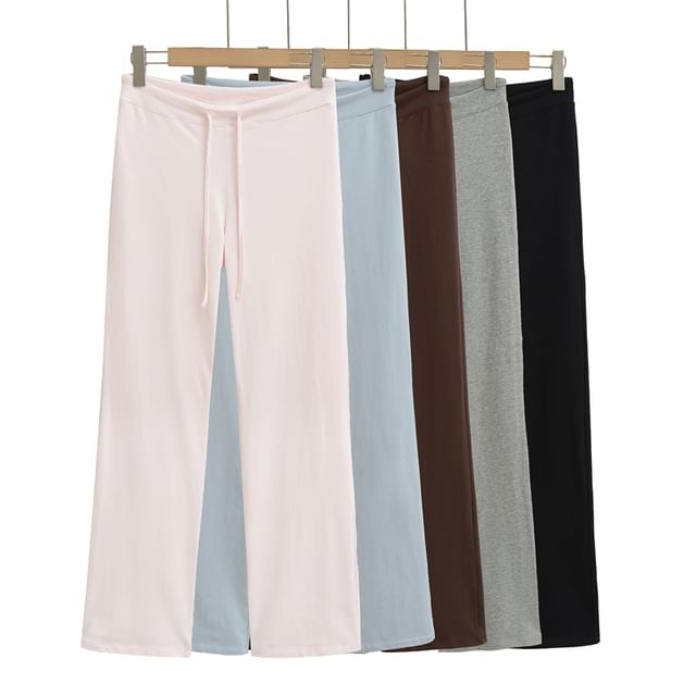 Ulark-Drawstring Waist Straight Leg Pants