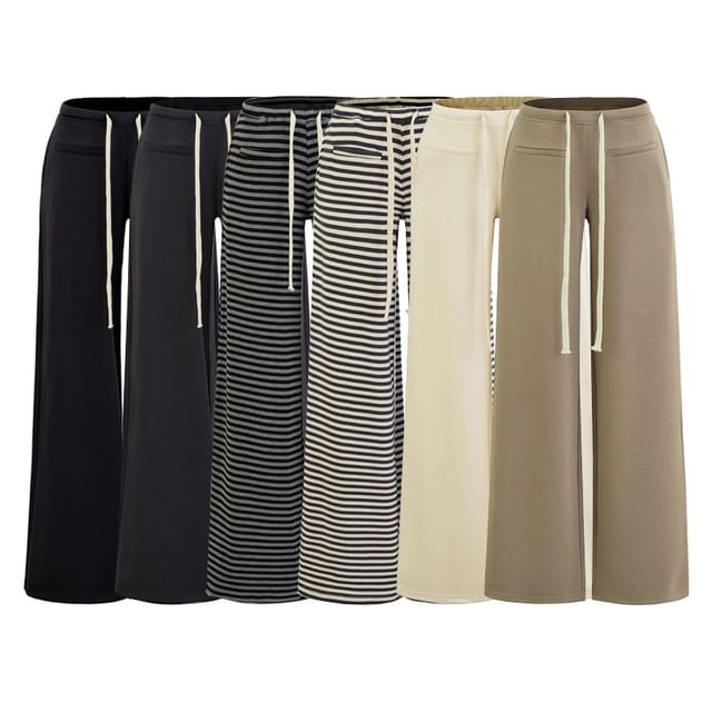 Ulark-Drawstring Waist Wide Leg Pants