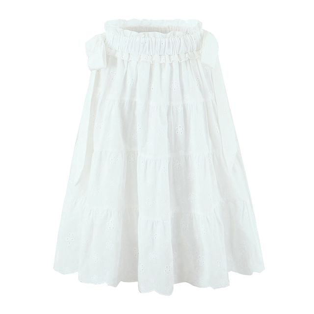 Ulark-Elastic Waist Plain Midi A-Line Skirt