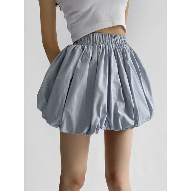 Ulark-Elastic Waist Plain Pleated Skorts
