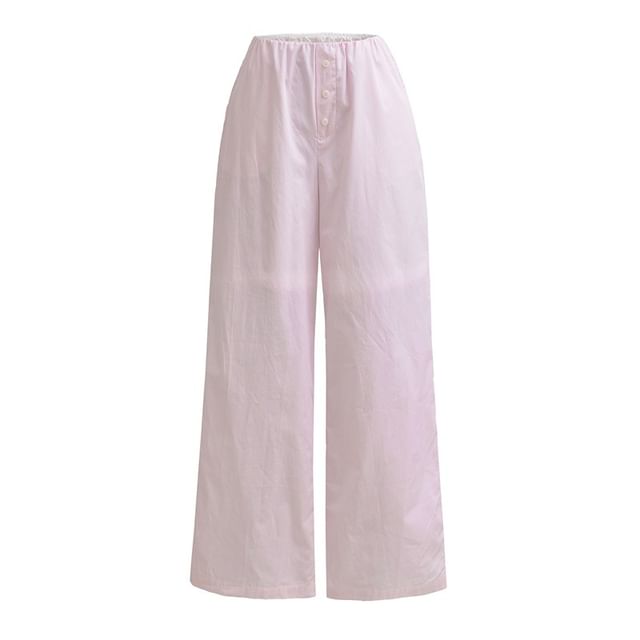 Ulark-Elastic Waist Striped Wide Leg Pants