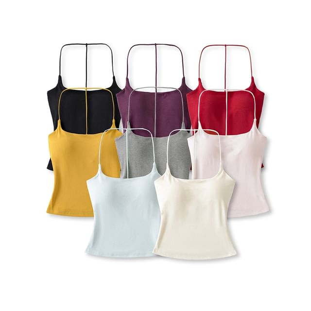 Ulark-Halter Neck Plain Padded Open Back Crop Top