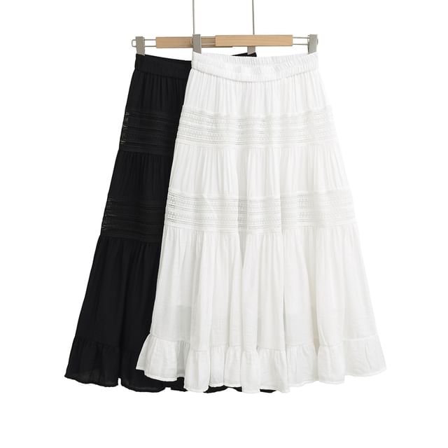 Ulark-High Rise Plain Maxi A-Line Skirt