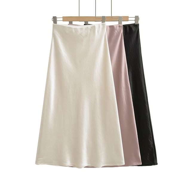 Ulark-High Rise Plain Maxi A-Line Skirt