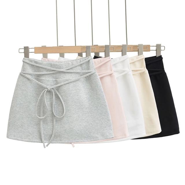 Ulark-High Rise Plain Mini A-Line Skirt