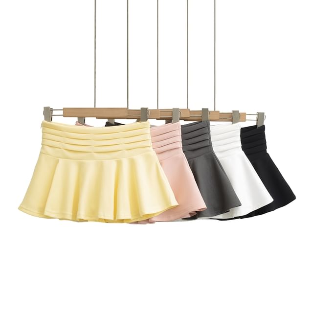 Ulark-High Rise Plain Mini A-Line Skirt