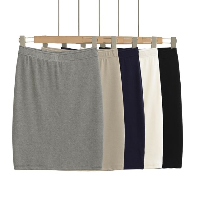 Ulark-High Rise Plain Mini Pencil Skirt