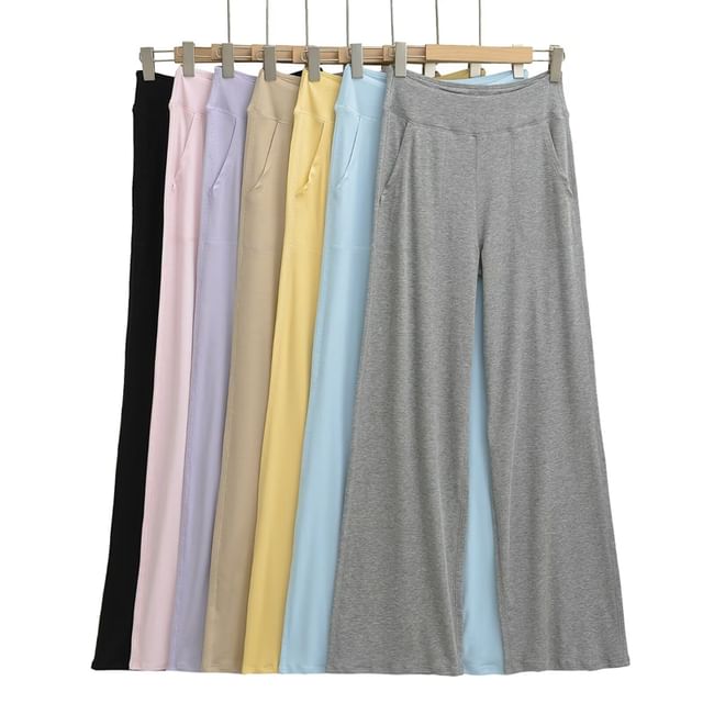 Ulark-High Rise Plain Wide Leg Pants