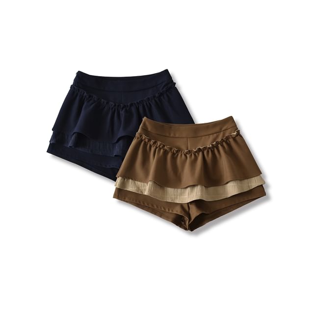Ulark-High Waist Mock Two Piece Skorts