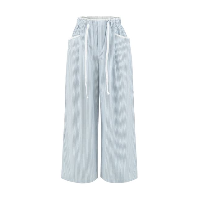 Ulark-High Waist Pinstriped Wide Leg Pants