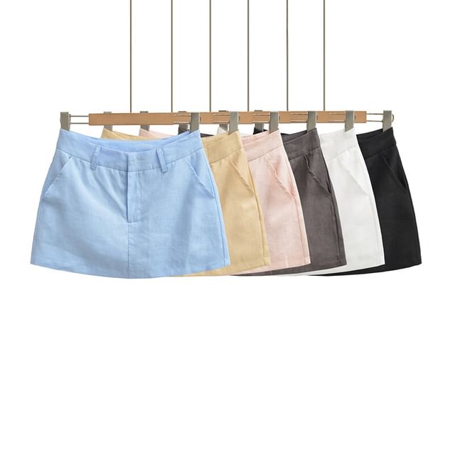 Ulark-High Waist Plain Mini A-Line Skirt