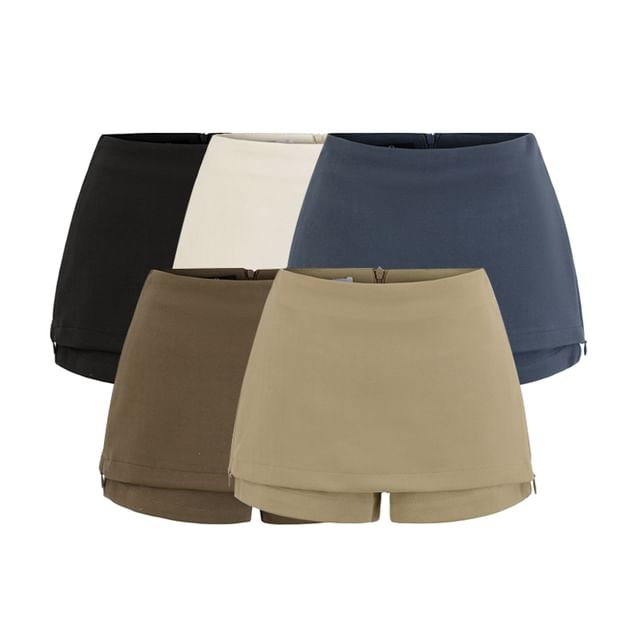 Ulark-High Waist Plain Mini Skort