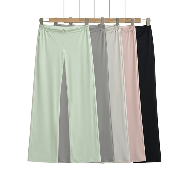 Ulark-High Waist Plain Straight Leg Pants