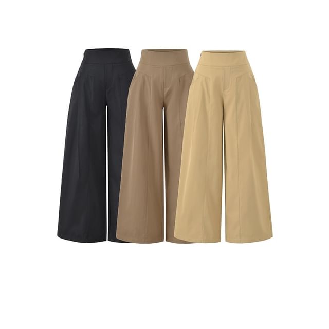 Ulark-High Waist Plain Wide Leg Pants