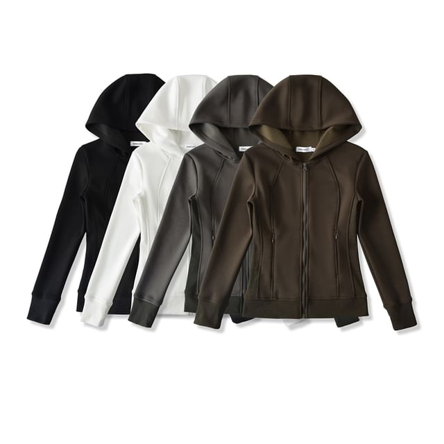 Ulark-Hooded Plain Zip Jacket