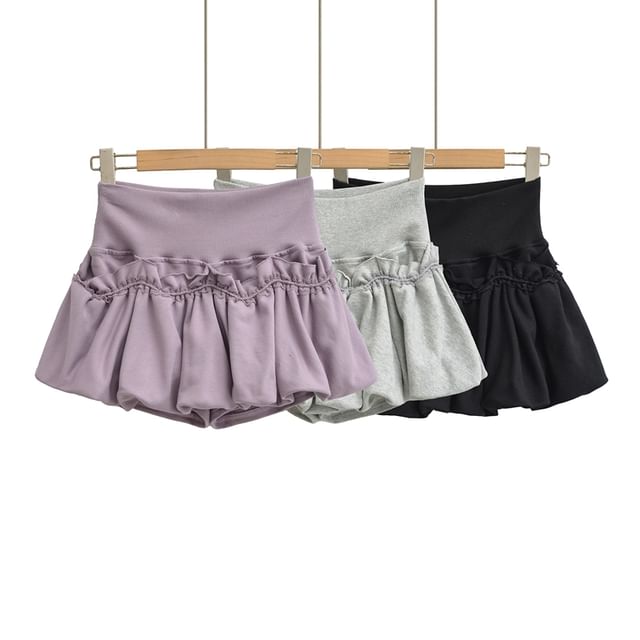 Ulark-Low Waist Plain Mini Skirt