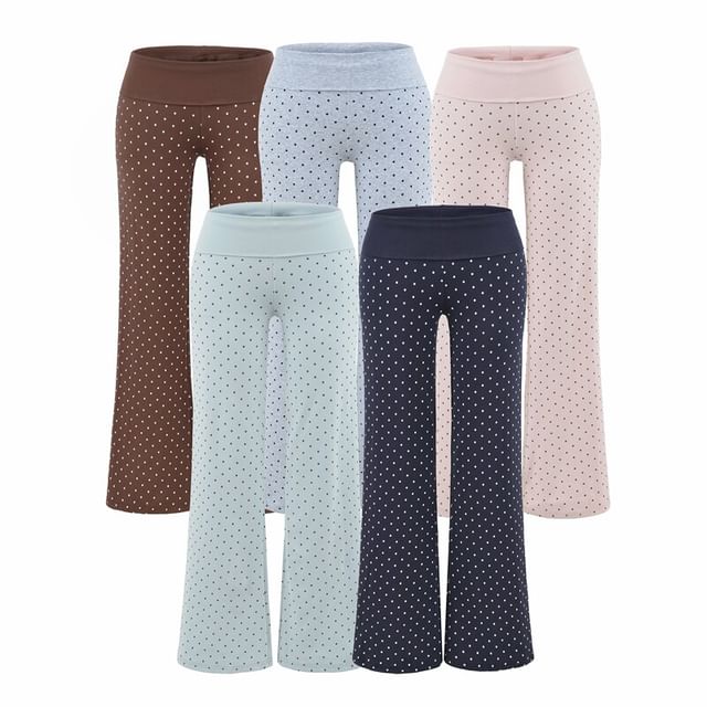 Ulark-Mid Rise Dotted Flared Pants