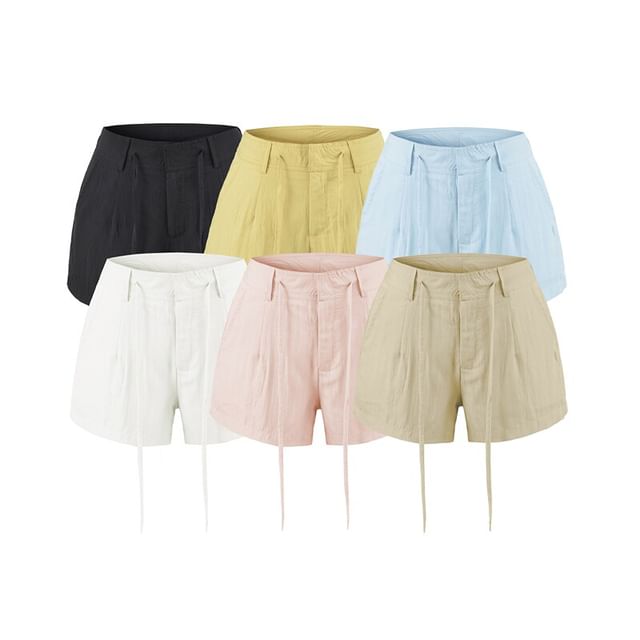 Ulark-Mid Rise Plain Wide Leg Shorts