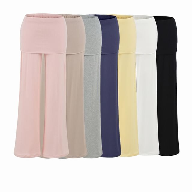 Ulark-Mid Rise Skirt Overlay Flared Sweatpants