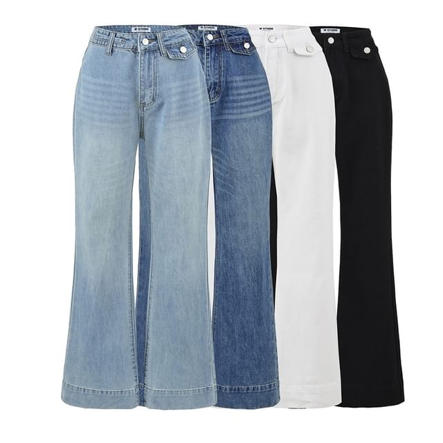 Ulark-Mid Rise Washed Bootcut Jeans
