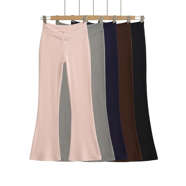 Ulark-Mid Waist Plain Flared Pants