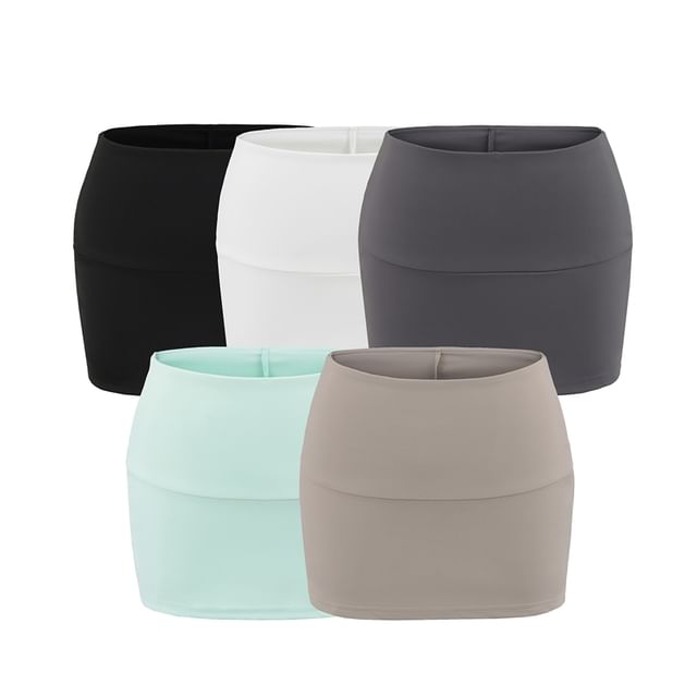 Ulark-Mid Waist Plain Mini Pencil Skirt