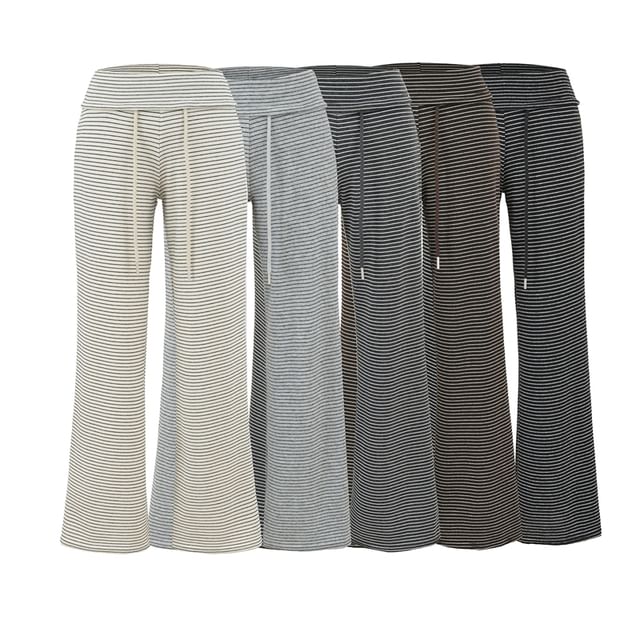 Ulark-Mid Waist Striped Wide Leg Pants