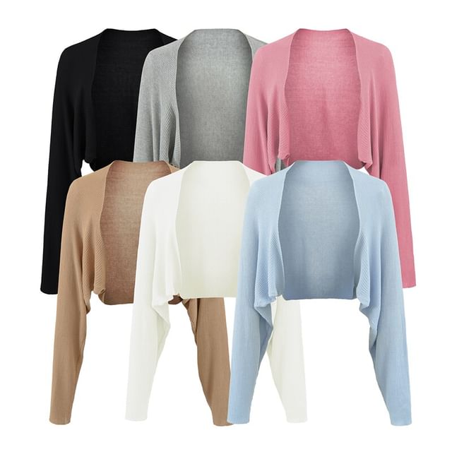 Ulark-Plain Open Front Bolero Cardigan