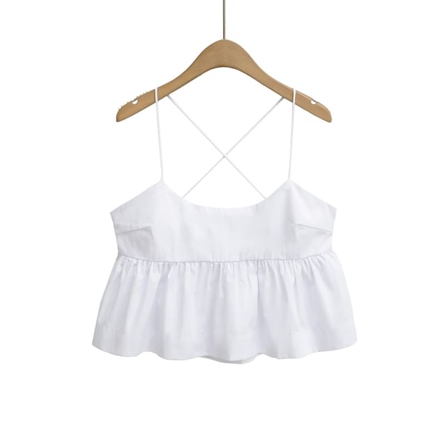 Ulark-Plain Ruffle Cami Top