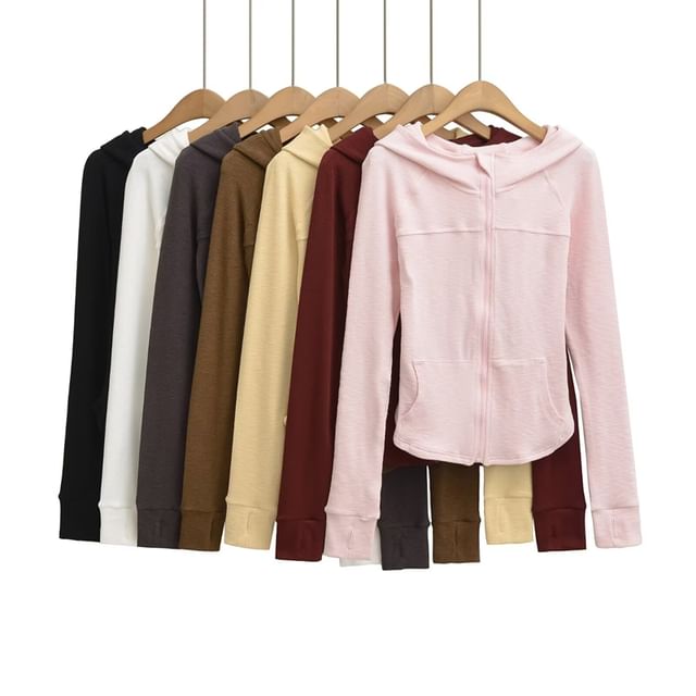 Ulark-Plain Zip Hoodie