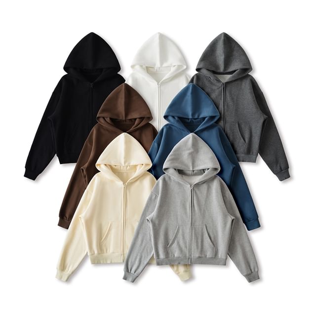 Ulark-Plain Zip-Up Hoodie