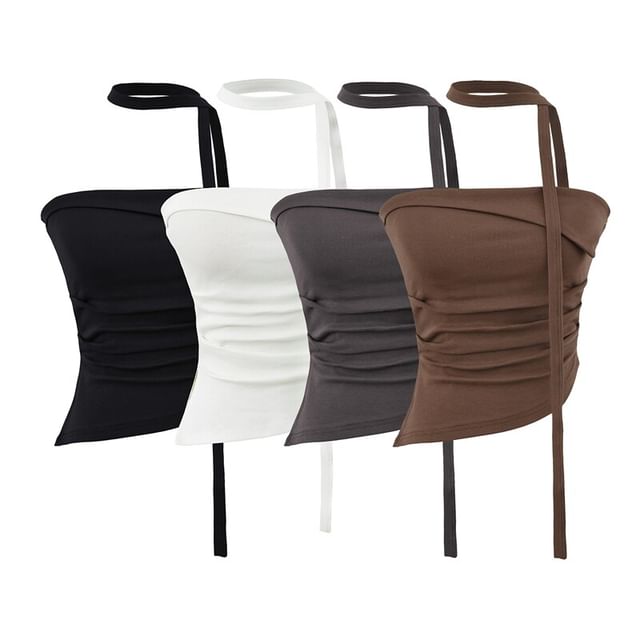Ulark-Set Asymmetrical Plain Tube Top Twilly