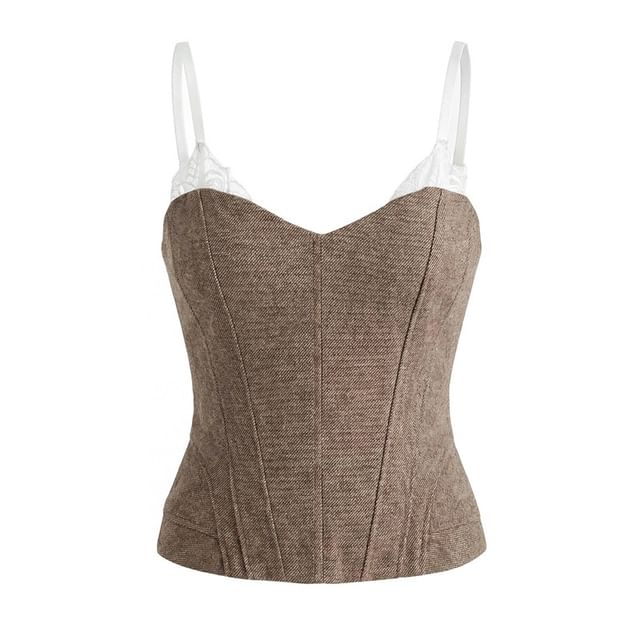 Ulark-Spaghetti Strap Sweetheart Neck Plain Bustier Top
