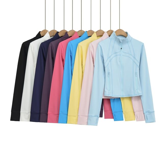 Ulark-Stand Collar Plain Zip Jacket