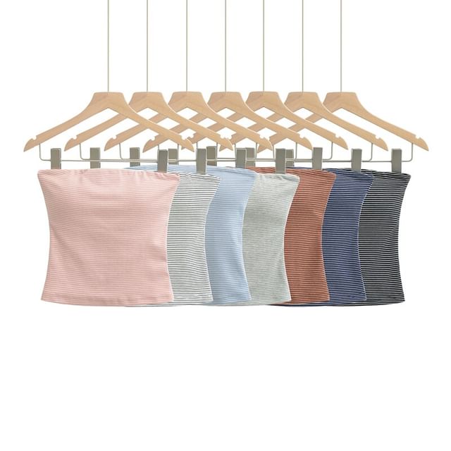 Ulark-Strapless Striped Crop Tube Top