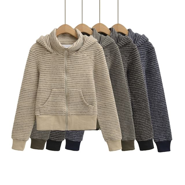 Ulark-Striped Zip Hoodie
