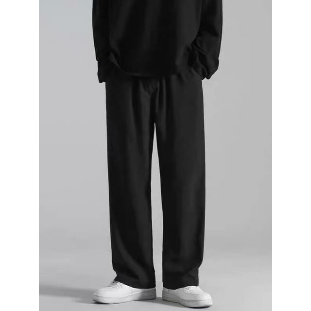 Urtishia-Drawstring Waist Plain Loose Fit Pants