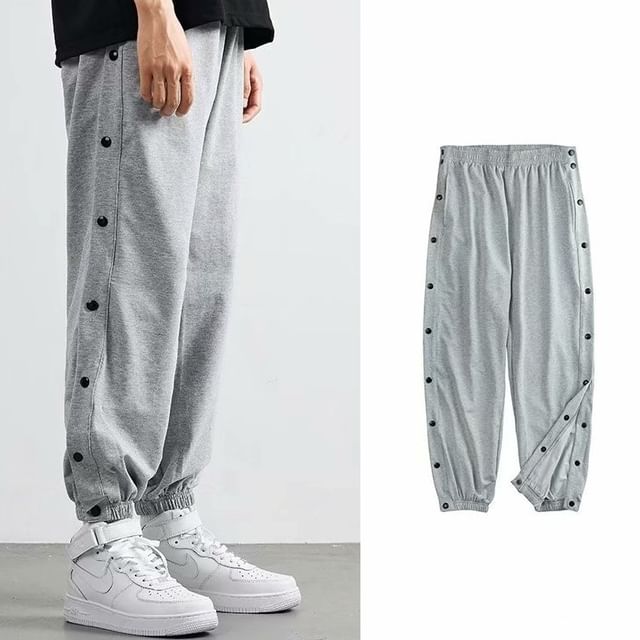 Urtishia-High Waist Buttoned Side Sweatpants