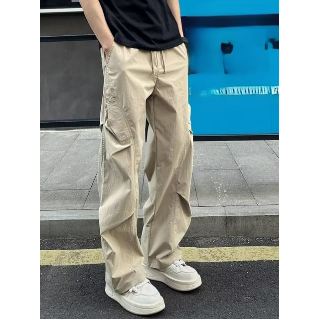 Urtishia-High Waist Plain Straight Leg Cargo Pants