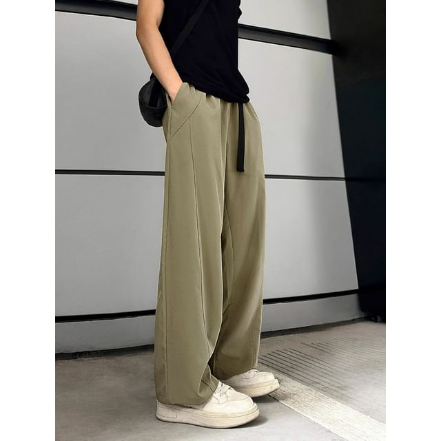 Urtishia-High Waist Plain Wide Leg Pants