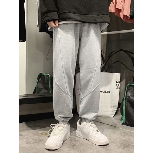 Urtishia-Mid Rise Plain Baggy Sweatpants