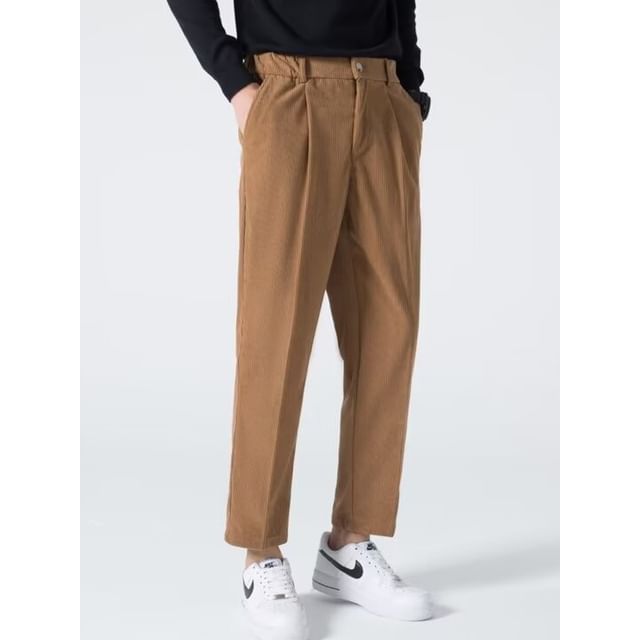 Urtishia-Mid Rise Plain Crop Straight Leg Pants