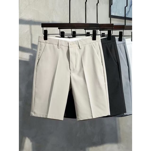 Urtishia-Mid Rise Plain Dress Shorts