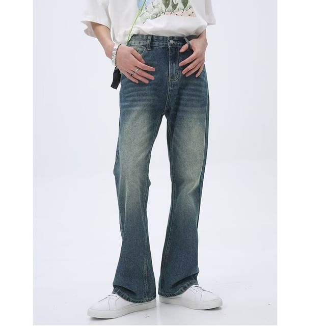 Urtishia-Mid Rise Washed Bootcut Jeans