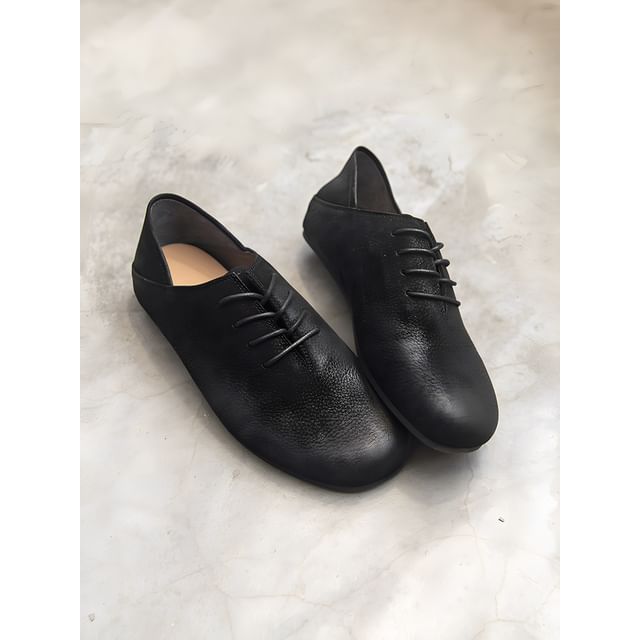 VEAZ-Genuine Leather Panel Lace Up Shoes